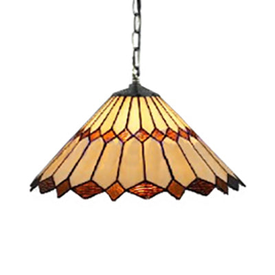 16"/22" W Black Conical Hanging Pendant Light Tiffany 1 Bulb Stained Art Glass Ceiling Hang Fixture for Living Room Clearhalo 'Ceiling Lights' 'Close To Ceiling Lights' 'Industrial' 'Middle Century Pendants' 'Pendant Lights' 'Pendants' 'Tiffany close to ceiling' 'Tiffany Pendants' 'Tiffany' Lighting' 64936