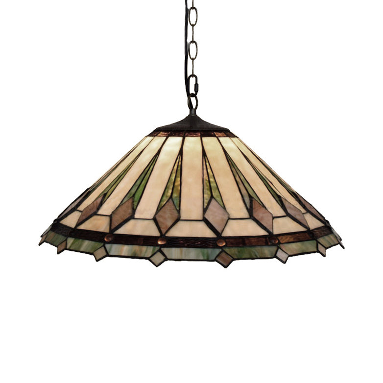 16"/22" W Black Conical Hanging Pendant Light Tiffany 1 Bulb Stained Art Glass Ceiling Hang Fixture for Living Room Clearhalo 'Ceiling Lights' 'Close To Ceiling Lights' 'Industrial' 'Middle Century Pendants' 'Pendant Lights' 'Pendants' 'Tiffany close to ceiling' 'Tiffany Pendants' 'Tiffany' Lighting' 64940