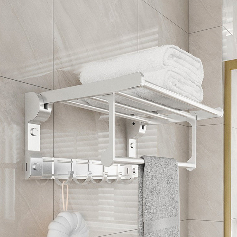 Chrome/Black Classic Bathroom Accessory Set Modern Bath Shelf/ Towel Bar & Paper Holder Silver 16"L Towel Rack （without Hook) Clearhalo 'Bathroom Hardware Sets' 'Bathroom Hardware' 'Bathroom Remodel & Bathroom Fixtures' 'bathroom_hardware_sets' 'Home Improvement' 'home_improvement' 'home_improvement_bathroom_hardware_sets' 6495554