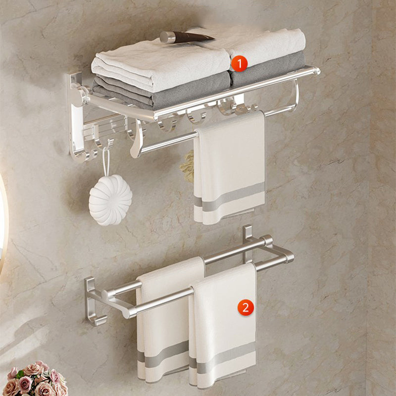Modern Polished Chrome Bathroom Accessory Set Bath Shelf/Towel Bar/ Paper Holder Included Towel Rack with Towel Bar Clearhalo 'Bathroom Hardware Sets' 'Bathroom Hardware' 'Bathroom Remodel & Bathroom Fixtures' 'bathroom_hardware_sets' 'Home Improvement' 'home_improvement' 'home_improvement_bathroom_hardware_sets' 6495689