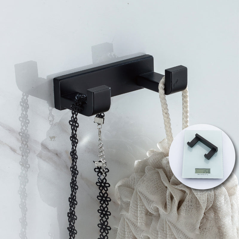 Modern Classic Bath Hardware Set in Stainless Steel Matte Black Robe Hooks/Towel Ring Bar Towel Robe Hook (4"L) Clearhalo 'Bathroom Hardware Sets' 'Bathroom Hardware' 'Bathroom Remodel & Bathroom Fixtures' 'bathroom_hardware_sets' 'Home Improvement' 'home_improvement' 'home_improvement_bathroom_hardware_sets' 6495723