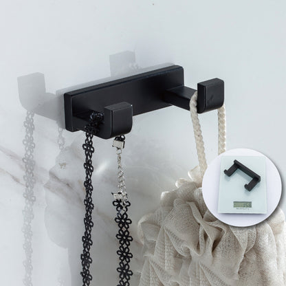 Modern Classic Bath Hardware Set in Stainless Steel Matte Black Robe Hooks/Towel Ring Bar Towel Robe Hook (4"L) Clearhalo 'Bathroom Hardware Sets' 'Bathroom Hardware' 'Bathroom Remodel & Bathroom Fixtures' 'bathroom_hardware_sets' 'Home Improvement' 'home_improvement' 'home_improvement_bathroom_hardware_sets' 6495723
