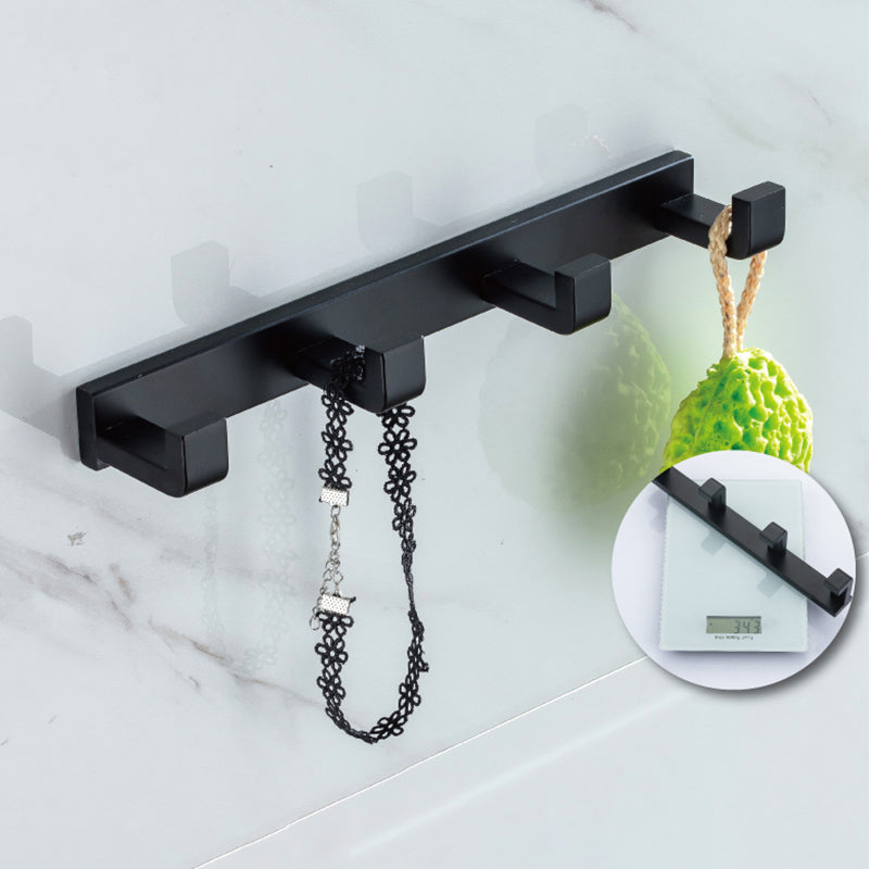 Modern Classic Bath Hardware Set in Stainless Steel Matte Black Robe Hooks/Towel Ring Bar Towel Robe Hook (11"L) Clearhalo 'Bathroom Hardware Sets' 'Bathroom Hardware' 'Bathroom Remodel & Bathroom Fixtures' 'bathroom_hardware_sets' 'Home Improvement' 'home_improvement' 'home_improvement_bathroom_hardware_sets' 6495724