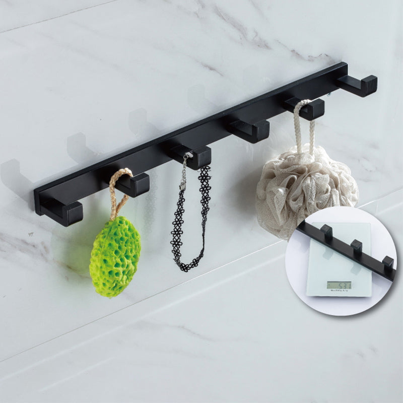 Modern Classic Bath Hardware Set in Stainless Steel Matte Black Robe Hooks/Towel Ring Bar Towel Robe Hook (19"L) Clearhalo 'Bathroom Hardware Sets' 'Bathroom Hardware' 'Bathroom Remodel & Bathroom Fixtures' 'bathroom_hardware_sets' 'Home Improvement' 'home_improvement' 'home_improvement_bathroom_hardware_sets' 6495727