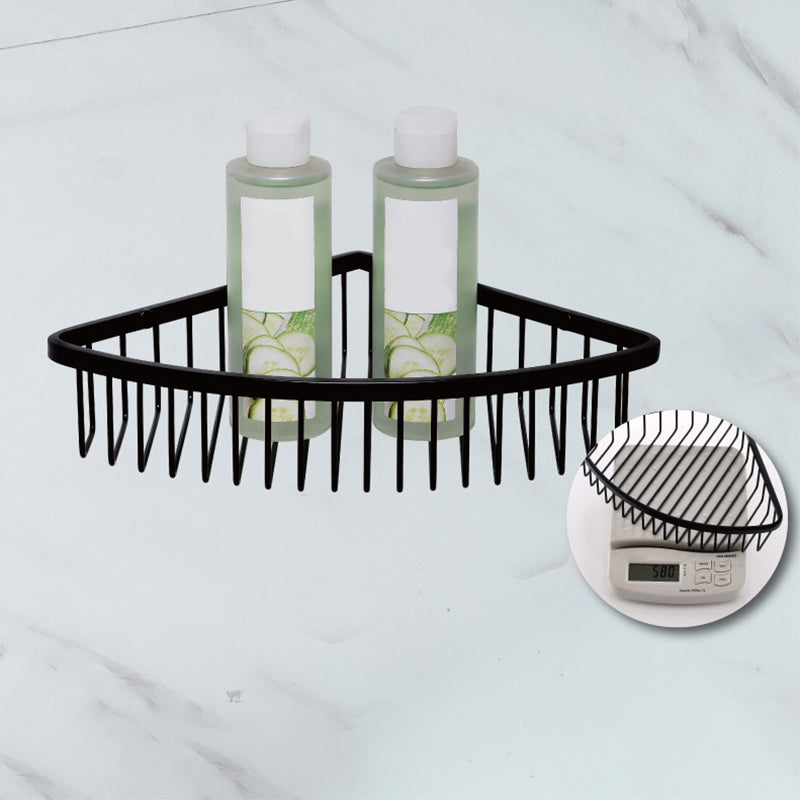 Modern Classic Bath Hardware Set in Stainless Steel Matte Black Robe Hooks/Towel Ring Bar Bath Shelf (Triangular) Clearhalo 'Bathroom Hardware Sets' 'Bathroom Hardware' 'Bathroom Remodel & Bathroom Fixtures' 'bathroom_hardware_sets' 'Home Improvement' 'home_improvement' 'home_improvement_bathroom_hardware_sets' 6495728