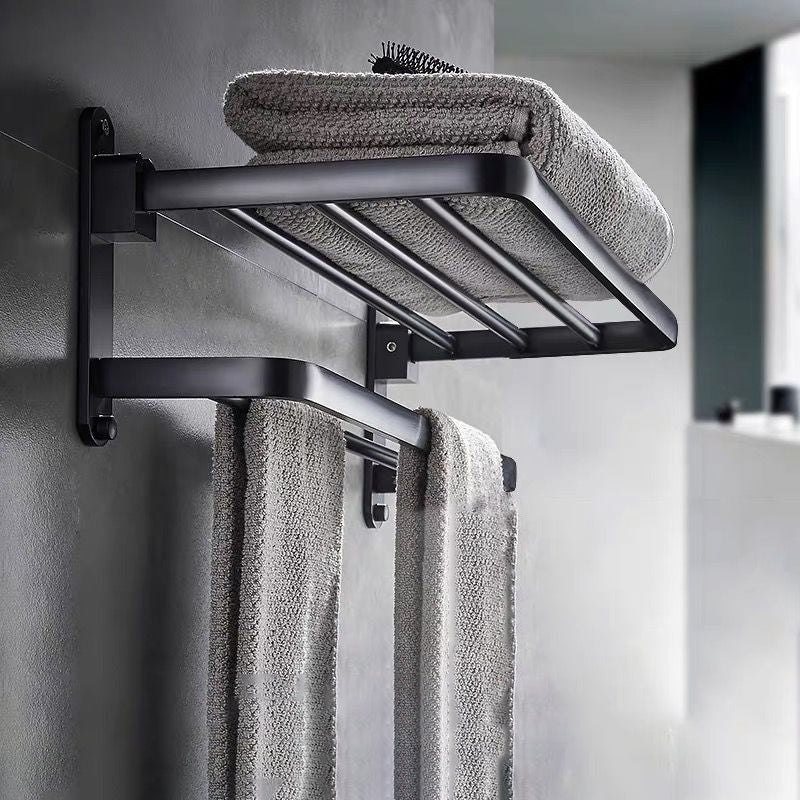 Modern Bathroom Accessory Set Towel Bar Black Soap Dish Bath Hardware Set Towel Rack (24"L) Clearhalo 'Bathroom Hardware Sets' 'Bathroom Hardware' 'Bathroom Remodel & Bathroom Fixtures' 'bathroom_hardware_sets' 'Home Improvement' 'home_improvement' 'home_improvement_bathroom_hardware_sets' 6495763