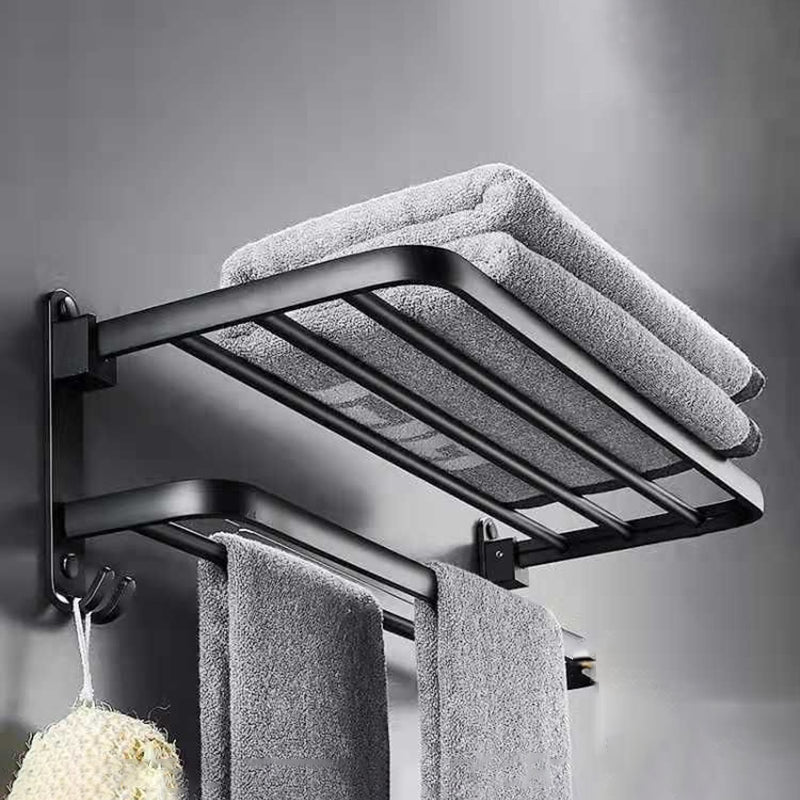 Modern Bathroom Accessory Set Towel Bar Black Soap Dish Bath Hardware Set Towel Rack (24"L with Hook) Clearhalo 'Bathroom Hardware Sets' 'Bathroom Hardware' 'Bathroom Remodel & Bathroom Fixtures' 'bathroom_hardware_sets' 'Home Improvement' 'home_improvement' 'home_improvement_bathroom_hardware_sets' 6495786
