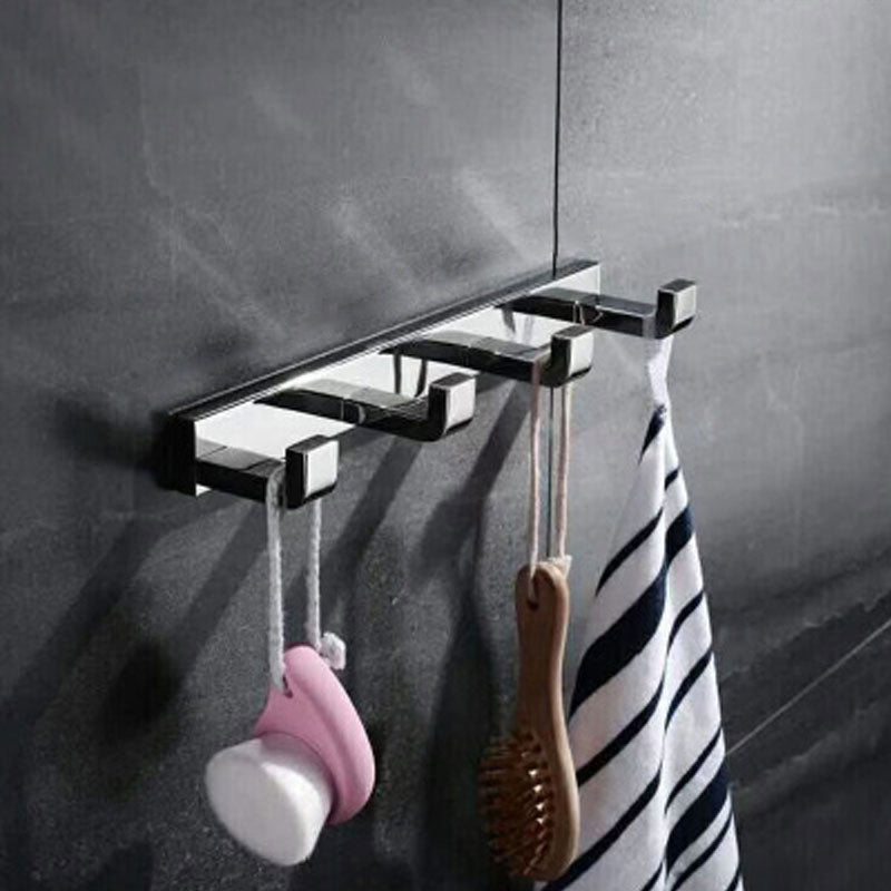 Polished Chrome Modern Bathroom Accessory Set in Stainless Steel Towel Bar/Soap Dish Towel Robe Hook (11"L) Clearhalo 'Bathroom Hardware Sets' 'Bathroom Hardware' 'Bathroom Remodel & Bathroom Fixtures' 'bathroom_hardware_sets' 'Home Improvement' 'home_improvement' 'home_improvement_bathroom_hardware_sets' 6495813