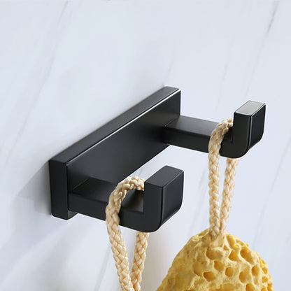 Modern Bathroom Hardware Set Bath Shelf Towel Bar Black Bath Hardware Set Towel Robe Hook Clearhalo 'Bathroom Hardware Sets' 'Bathroom Hardware' 'Bathroom Remodel & Bathroom Fixtures' 'bathroom_hardware_sets' 'Home Improvement' 'home_improvement' 'home_improvement_bathroom_hardware_sets' 6495942