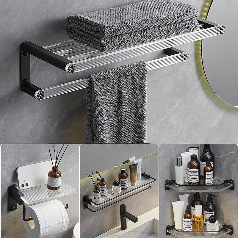 Contemporary Bathroom Accessory Set 3-Piece Bath Shelf with Hooks -  Clearhalo