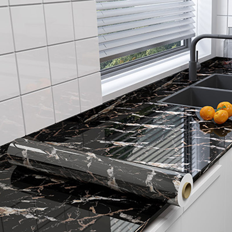 Rectangular Peel & Stick Mosaic Tile Modern PVC Peel & Stick Field Tile Gloss Black Clearhalo 'Flooring 'Home Improvement' 'home_improvement' 'home_improvement_peel_stick_blacksplash' 'Peel & Stick Backsplash Tile' 'peel_stick_blacksplash' 'Walls & Ceilings' Walls and Ceiling' 6496423