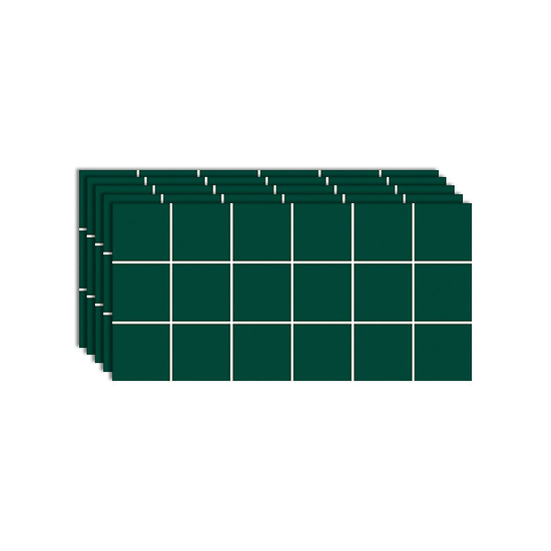 Modern Peel & Stick Field Tile Plastic Rectangular Grid 5 Pack Wallpaper for Kitchen Green Clearhalo 'Flooring 'Home Improvement' 'home_improvement' 'home_improvement_peel_stick_blacksplash' 'Peel & Stick Backsplash Tile' 'peel_stick_blacksplash' 'Walls & Ceilings' Walls and Ceiling' 6496463