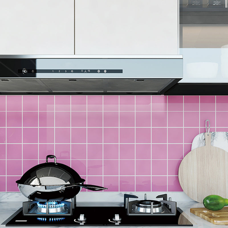 Modern Peel & Stick Field Tile Plastic Rectangular Grid 5 Pack Wallpaper for Kitchen Fluorescent Pink Clearhalo 'Flooring 'Home Improvement' 'home_improvement' 'home_improvement_peel_stick_blacksplash' 'Peel & Stick Backsplash Tile' 'peel_stick_blacksplash' 'Walls & Ceilings' Walls and Ceiling' 6496468
