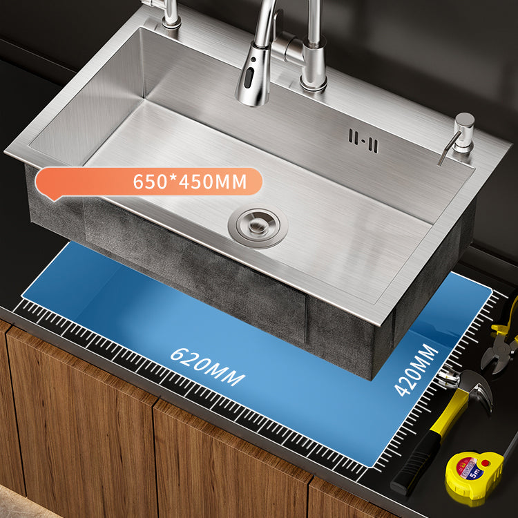Classic Style Kitchen Sink Stainless Steel 3 Holes Drop-In Kitchen Sink Clearhalo 'Home Improvement' 'home_improvement' 'home_improvement_kitchen_sinks' 'Kitchen Remodel & Kitchen Fixtures' 'Kitchen Sinks & Faucet Components' 'Kitchen Sinks' 'kitchen_sinks' 6496590