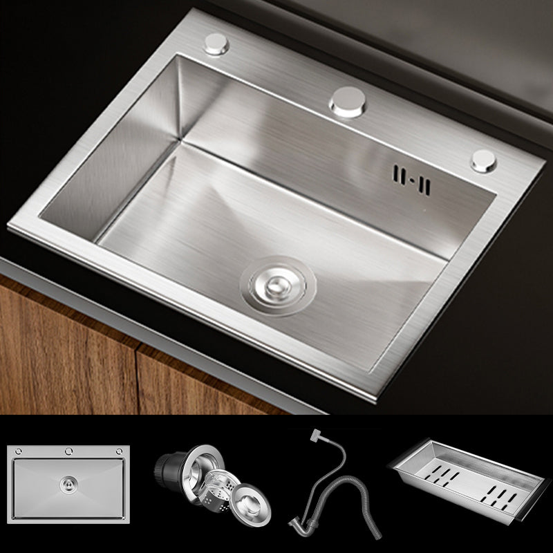 Classic Style Kitchen Sink Stainless Steel 3 Holes Drop-In Kitchen Sink 24"L x 18"W x 8"H Sink Only None Clearhalo 'Home Improvement' 'home_improvement' 'home_improvement_kitchen_sinks' 'Kitchen Remodel & Kitchen Fixtures' 'Kitchen Sinks & Faucet Components' 'Kitchen Sinks' 'kitchen_sinks' 6496603
