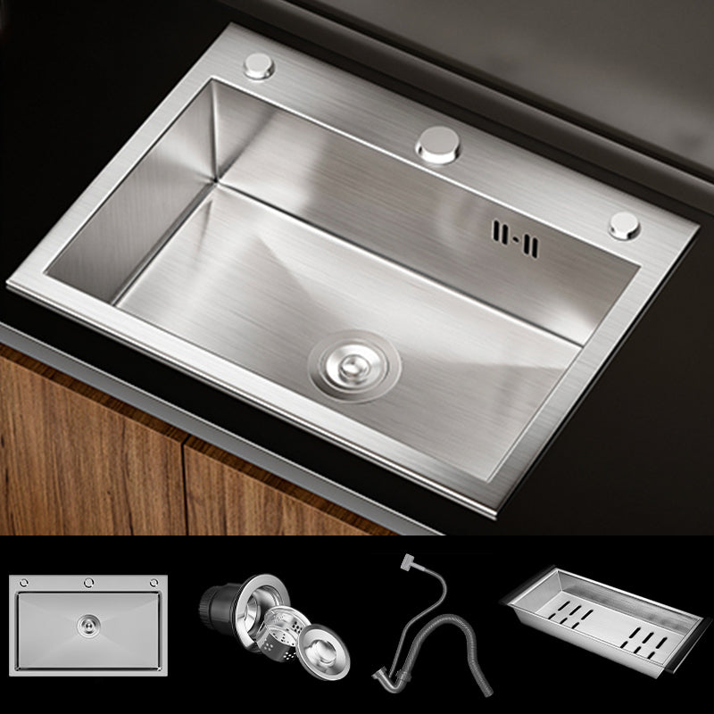 Classic Style Kitchen Sink Stainless Steel 3 Holes Drop-In Kitchen Sink 26"L x 18"W x 8"H Sink Only None Clearhalo 'Home Improvement' 'home_improvement' 'home_improvement_kitchen_sinks' 'Kitchen Remodel & Kitchen Fixtures' 'Kitchen Sinks & Faucet Components' 'Kitchen Sinks' 'kitchen_sinks' 6496604