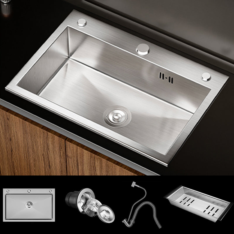 Classic Style Kitchen Sink Stainless Steel 3 Holes Drop-In Kitchen Sink 27"L x 18"W x 8"H Sink Only None Clearhalo 'Home Improvement' 'home_improvement' 'home_improvement_kitchen_sinks' 'Kitchen Remodel & Kitchen Fixtures' 'Kitchen Sinks & Faucet Components' 'Kitchen Sinks' 'kitchen_sinks' 6496607