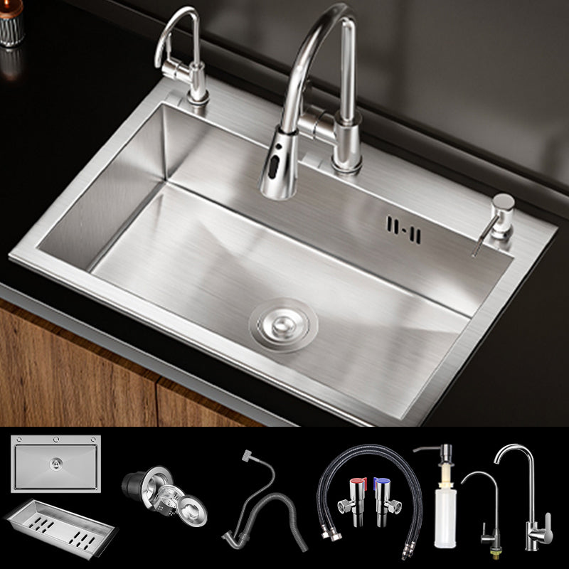 Classic Style Kitchen Sink Stainless Steel 3 Holes Drop-In Kitchen Sink 27"L x 18"W x 8"H Sink with Faucet Double Tap for Water Purification Clearhalo 'Home Improvement' 'home_improvement' 'home_improvement_kitchen_sinks' 'Kitchen Remodel & Kitchen Fixtures' 'Kitchen Sinks & Faucet Components' 'Kitchen Sinks' 'kitchen_sinks' 6496610