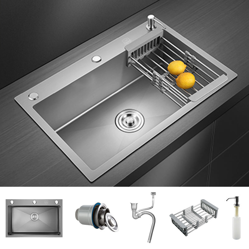 Modern Style Kitchen Sink Stainless Steel Kitchen Sink with Drain Strainer Kit Sink Only None Clearhalo 'Home Improvement' 'home_improvement' 'home_improvement_kitchen_sinks' 'Kitchen Remodel & Kitchen Fixtures' 'Kitchen Sinks & Faucet Components' 'Kitchen Sinks' 'kitchen_sinks' 6496619
