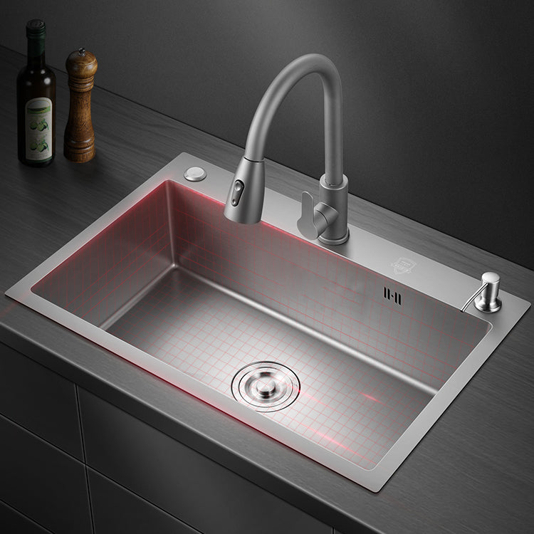 Modern Style Kitchen Sink Stainless Steel Kitchen Sink with Drain Strainer Kit Clearhalo 'Home Improvement' 'home_improvement' 'home_improvement_kitchen_sinks' 'Kitchen Remodel & Kitchen Fixtures' 'Kitchen Sinks & Faucet Components' 'Kitchen Sinks' 'kitchen_sinks' 6496620
