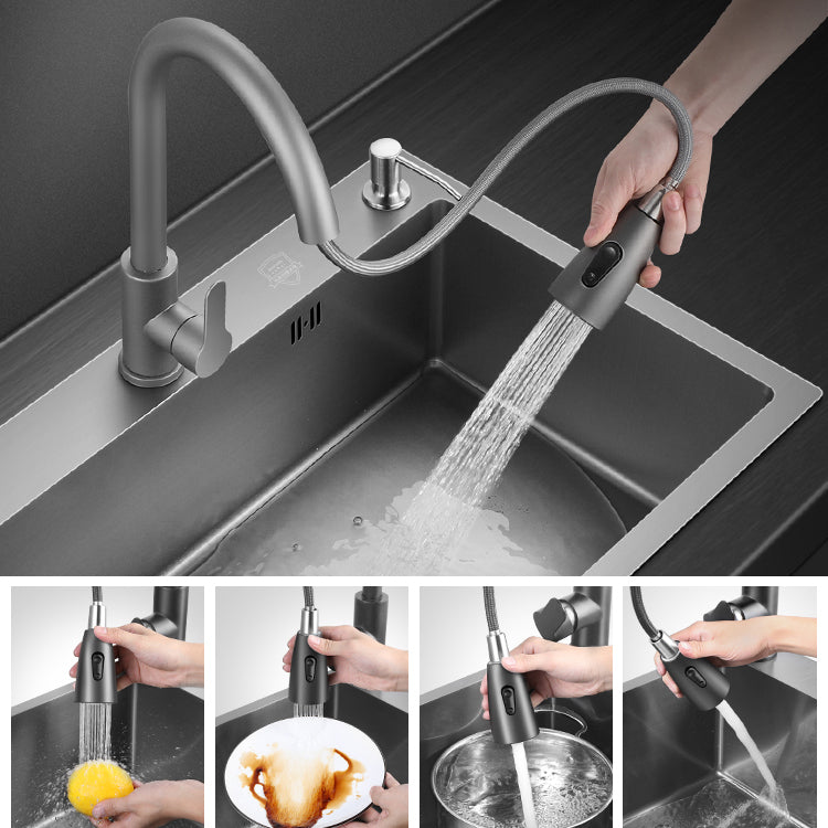 Modern Style Kitchen Sink Stainless Steel Kitchen Sink with Drain Strainer Kit Clearhalo 'Home Improvement' 'home_improvement' 'home_improvement_kitchen_sinks' 'Kitchen Remodel & Kitchen Fixtures' 'Kitchen Sinks & Faucet Components' 'Kitchen Sinks' 'kitchen_sinks' 6496621