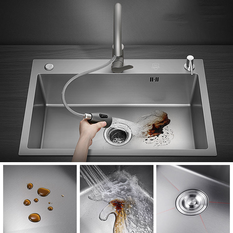 Modern Style Kitchen Sink Stainless Steel Kitchen Sink with Drain Strainer Kit Clearhalo 'Home Improvement' 'home_improvement' 'home_improvement_kitchen_sinks' 'Kitchen Remodel & Kitchen Fixtures' 'Kitchen Sinks & Faucet Components' 'Kitchen Sinks' 'kitchen_sinks' 6496623
