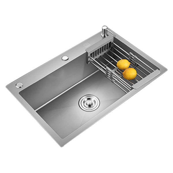 Modern Style Kitchen Sink Stainless Steel Kitchen Sink with Drain Strainer Kit Clearhalo 'Home Improvement' 'home_improvement' 'home_improvement_kitchen_sinks' 'Kitchen Remodel & Kitchen Fixtures' 'Kitchen Sinks & Faucet Components' 'Kitchen Sinks' 'kitchen_sinks' 6496624