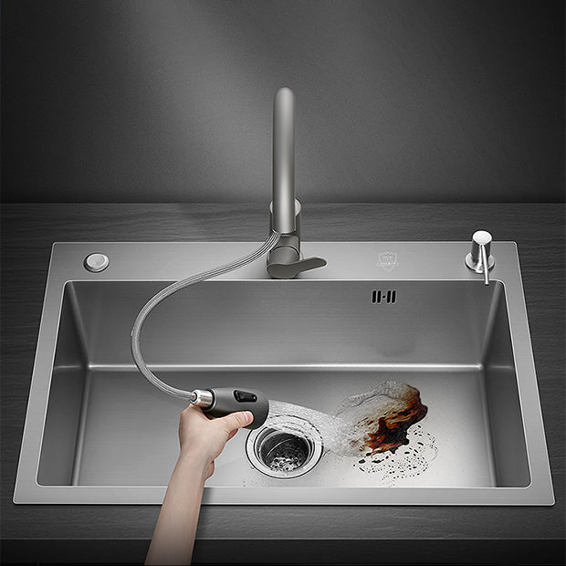 Modern Style Kitchen Sink Stainless Steel Kitchen Sink with Drain Strainer Kit Clearhalo 'Home Improvement' 'home_improvement' 'home_improvement_kitchen_sinks' 'Kitchen Remodel & Kitchen Fixtures' 'Kitchen Sinks & Faucet Components' 'Kitchen Sinks' 'kitchen_sinks' 6496633