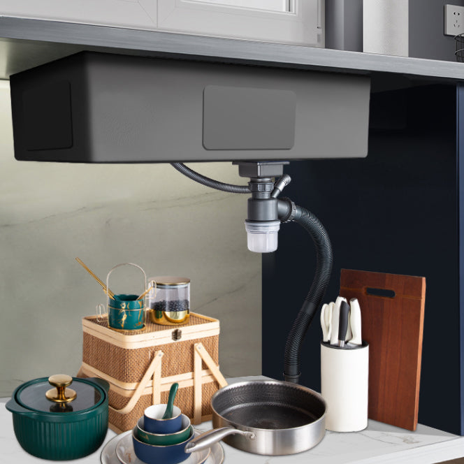 Contemporary Style Kitchen Sink Stainless Steel Noise-cancelling Design Kitchen Sink Clearhalo 'Home Improvement' 'home_improvement' 'home_improvement_kitchen_sinks' 'Kitchen Remodel & Kitchen Fixtures' 'Kitchen Sinks & Faucet Components' 'Kitchen Sinks' 'kitchen_sinks' 6496648