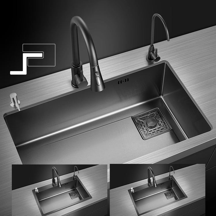 Modern Style Kitchen Sink Stainless Steel Noise-cancelling Design Kitchen Sink Clearhalo 'Home Improvement' 'home_improvement' 'home_improvement_kitchen_sinks' 'Kitchen Remodel & Kitchen Fixtures' 'Kitchen Sinks & Faucet Components' 'Kitchen Sinks' 'kitchen_sinks' 6496668