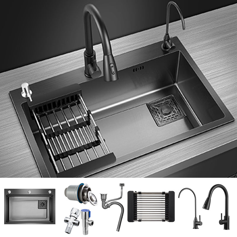 Modern Style Kitchen Sink Stainless Steel Noise-cancelling Design Kitchen Sink Sink with Faucet Double Tap for Water Purification Clearhalo 'Home Improvement' 'home_improvement' 'home_improvement_kitchen_sinks' 'Kitchen Remodel & Kitchen Fixtures' 'Kitchen Sinks & Faucet Components' 'Kitchen Sinks' 'kitchen_sinks' 6496669