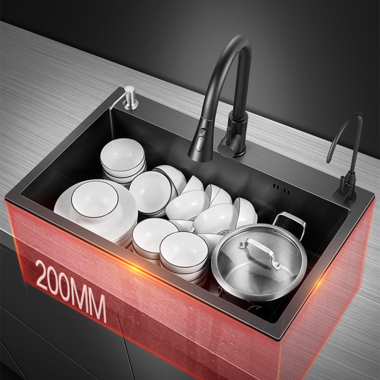 Modern Style Kitchen Sink Stainless Steel Noise-cancelling Design Kitchen Sink Clearhalo 'Home Improvement' 'home_improvement' 'home_improvement_kitchen_sinks' 'Kitchen Remodel & Kitchen Fixtures' 'Kitchen Sinks & Faucet Components' 'Kitchen Sinks' 'kitchen_sinks' 6496676