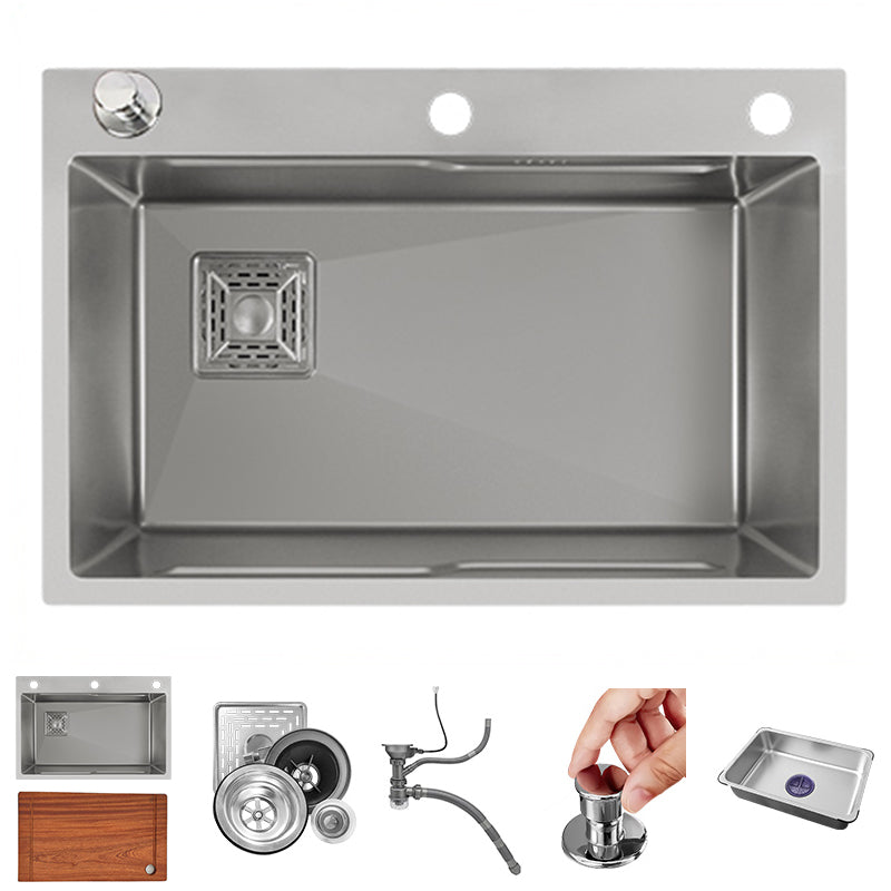 Classic Style Kitchen Sink Stainless Steel Drop-In Kitchen Sink with Drain Strainer Kit Sink Only None Clearhalo 'Home Improvement' 'home_improvement' 'home_improvement_kitchen_sinks' 'Kitchen Remodel & Kitchen Fixtures' 'Kitchen Sinks & Faucet Components' 'Kitchen Sinks' 'kitchen_sinks' 6496690