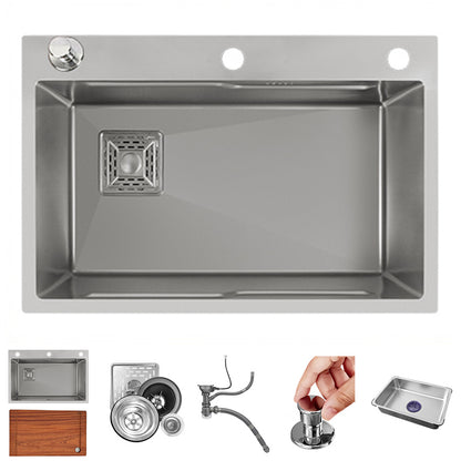 Classic Style Kitchen Sink Stainless Steel Drop-In Kitchen Sink with Drain Strainer Kit Sink Only None Clearhalo 'Home Improvement' 'home_improvement' 'home_improvement_kitchen_sinks' 'Kitchen Remodel & Kitchen Fixtures' 'Kitchen Sinks & Faucet Components' 'Kitchen Sinks' 'kitchen_sinks' 6496690