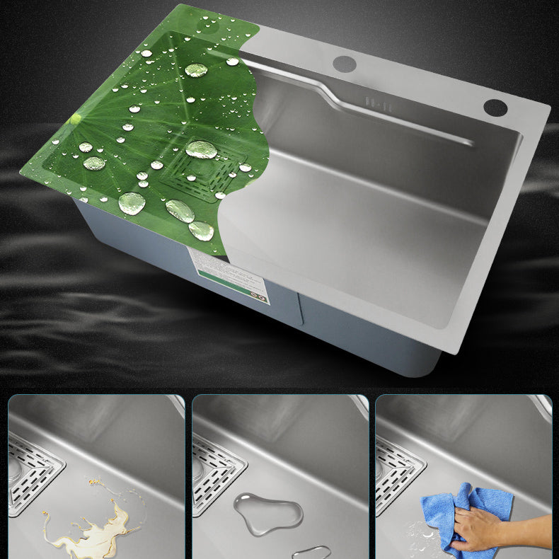 Classic Style Kitchen Sink Stainless Steel Drop-In Kitchen Sink with Drain Strainer Kit Clearhalo 'Home Improvement' 'home_improvement' 'home_improvement_kitchen_sinks' 'Kitchen Remodel & Kitchen Fixtures' 'Kitchen Sinks & Faucet Components' 'Kitchen Sinks' 'kitchen_sinks' 6496699