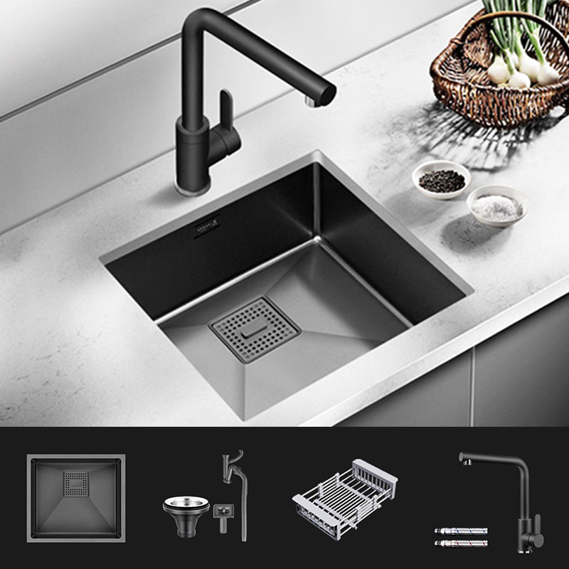 Contemporary Style Kitchen Sink Stainless Steel Overflow Hole Design Kitchen Sink 18"L x 17"W x 8"H Sink with Faucet Cold and Hot Tap Clearhalo 'Home Improvement' 'home_improvement' 'home_improvement_kitchen_sinks' 'Kitchen Remodel & Kitchen Fixtures' 'Kitchen Sinks & Faucet Components' 'Kitchen Sinks' 'kitchen_sinks' 6496718