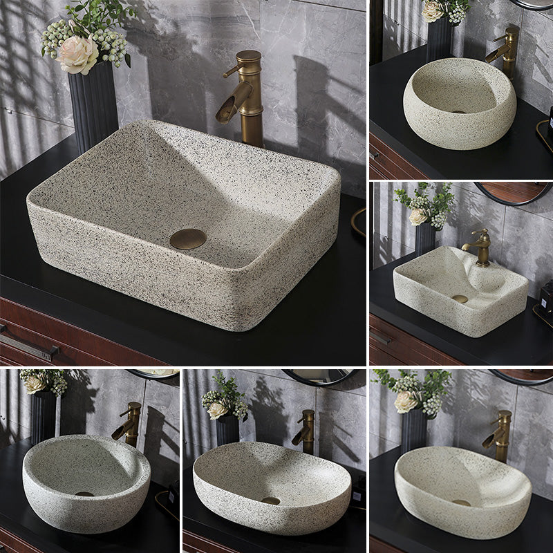 Modern Vessel Bathroom Sink Porcelain Vessel Lavatory Sink with Faucet Clearhalo 'Bathroom Remodel & Bathroom Fixtures' 'Bathroom Sinks & Faucet Components' 'Bathroom Sinks' 'bathroom_sink' 'Home Improvement' 'home_improvement' 'home_improvement_bathroom_sink' 6496734