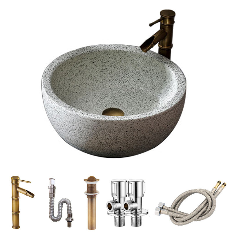 Modern Vessel Bathroom Sink Porcelain Vessel Lavatory Sink with Faucet 13"L x 13"W x 6"H Sink with Faucet Clearhalo 'Bathroom Remodel & Bathroom Fixtures' 'Bathroom Sinks & Faucet Components' 'Bathroom Sinks' 'bathroom_sink' 'Home Improvement' 'home_improvement' 'home_improvement_bathroom_sink' 6496746