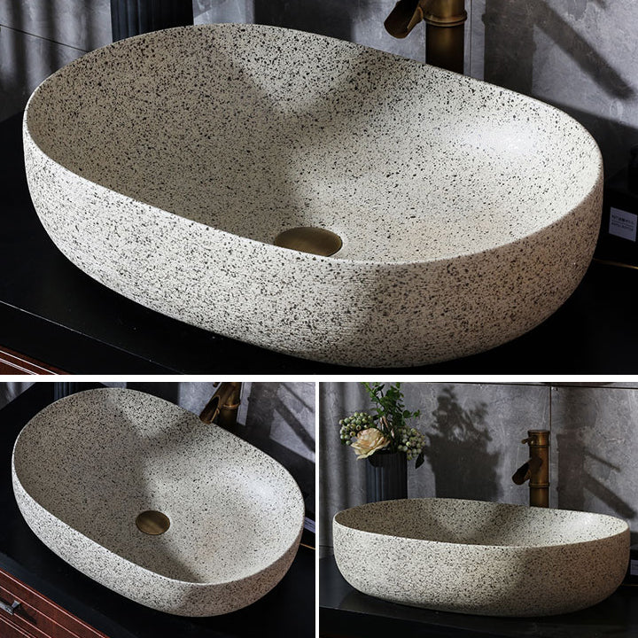 Modern Vessel Bathroom Sink Porcelain Vessel Lavatory Sink with Faucet Clearhalo 'Bathroom Remodel & Bathroom Fixtures' 'Bathroom Sinks & Faucet Components' 'Bathroom Sinks' 'bathroom_sink' 'Home Improvement' 'home_improvement' 'home_improvement_bathroom_sink' 6496751