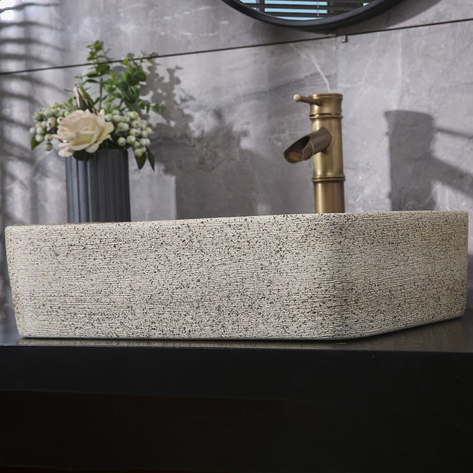 Modern Vessel Bathroom Sink Porcelain Vessel Lavatory Sink with Faucet Clearhalo 'Bathroom Remodel & Bathroom Fixtures' 'Bathroom Sinks & Faucet Components' 'Bathroom Sinks' 'bathroom_sink' 'Home Improvement' 'home_improvement' 'home_improvement_bathroom_sink' 6496756