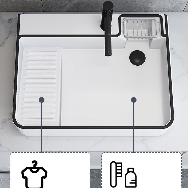 Porcelain Trough Bathroom Sink Traditional Trough Bathroom Sink With Basin Clearhalo 'Bathroom Remodel & Bathroom Fixtures' 'Bathroom Sinks & Faucet Components' 'Bathroom Sinks' 'bathroom_sink' 'Home Improvement' 'home_improvement' 'home_improvement_bathroom_sink' 6496774