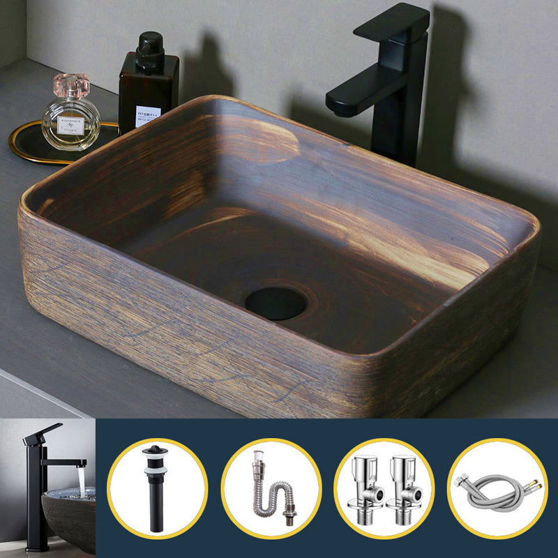 Traditional Bathroom Sink Porcelain Oval-Shape Vessel Lavatory Sink with Pop-Up Drain 19"L x 14"W x 6"H Sink with Faucet Clearhalo 'Bathroom Remodel & Bathroom Fixtures' 'Bathroom Sinks & Faucet Components' 'Bathroom Sinks' 'bathroom_sink' 'Home Improvement' 'home_improvement' 'home_improvement_bathroom_sink' 6496845