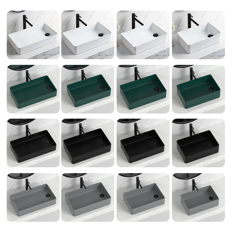 Contemporary Bathroom Sink Rectangular Porcelain Vessel Sink with Pop-Up Drain Clearhalo 'Bathroom Remodel & Bathroom Fixtures' 'Bathroom Sinks & Faucet Components' 'Bathroom Sinks' 'bathroom_sink' 'Home Improvement' 'home_improvement' 'home_improvement_bathroom_sink' 6496872