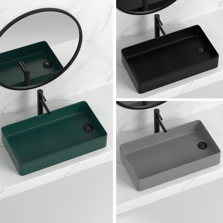 Contemporary Bathroom Sink Rectangular Porcelain Vessel Sink with Pop-Up Drain Clearhalo 'Bathroom Remodel & Bathroom Fixtures' 'Bathroom Sinks & Faucet Components' 'Bathroom Sinks' 'bathroom_sink' 'Home Improvement' 'home_improvement' 'home_improvement_bathroom_sink' 6496877