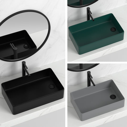 Contemporary Bathroom Sink Rectangular Porcelain Vessel Sink with Pop-Up Drain Clearhalo 'Bathroom Remodel & Bathroom Fixtures' 'Bathroom Sinks & Faucet Components' 'Bathroom Sinks' 'bathroom_sink' 'Home Improvement' 'home_improvement' 'home_improvement_bathroom_sink' 6496880