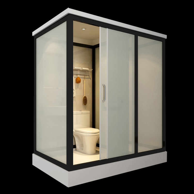 Sliding Doors Shower Stall with Base Included Framed Shower Stall in White Black 75"L x 47"W x 91"H Toilet Included Clearhalo 'Bathroom Remodel & Bathroom Fixtures' 'Home Improvement' 'home_improvement' 'home_improvement_shower_stalls_enclosures' 'Shower Stalls & Enclosures' 'shower_stalls_enclosures' 'Showers & Bathtubs' 6497016