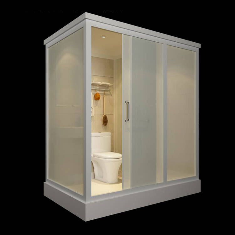 Sliding Doors Shower Stall with Base Included Framed Shower Stall in White White 75"L x 47"W x 91"H Toilet Included Clearhalo 'Bathroom Remodel & Bathroom Fixtures' 'Home Improvement' 'home_improvement' 'home_improvement_shower_stalls_enclosures' 'Shower Stalls & Enclosures' 'shower_stalls_enclosures' 'Showers & Bathtubs' 6497025
