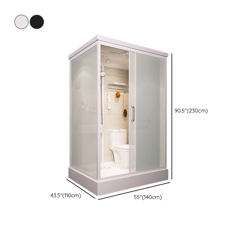 Sliding Doors Shower Stall with Base Included Framed Shower Stall in White Clearhalo 'Bathroom Remodel & Bathroom Fixtures' 'Home Improvement' 'home_improvement' 'home_improvement_shower_stalls_enclosures' 'Shower Stalls & Enclosures' 'shower_stalls_enclosures' 'Showers & Bathtubs' 6497031
