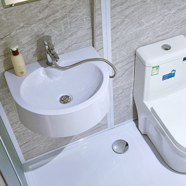 Framed Tempered Glass Shower Kit with Base Included Framed Shower Stall Clearhalo 'Bathroom Remodel & Bathroom Fixtures' 'Home Improvement' 'home_improvement' 'home_improvement_shower_stalls_enclosures' 'Shower Stalls & Enclosures' 'shower_stalls_enclosures' 'Showers & Bathtubs' 6497042