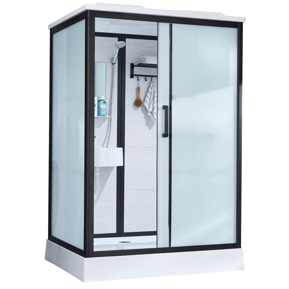 Framed Tempered Glass Shower Kit with Base Included Framed Shower Stall Clearhalo 'Bathroom Remodel & Bathroom Fixtures' 'Home Improvement' 'home_improvement' 'home_improvement_shower_stalls_enclosures' 'Shower Stalls & Enclosures' 'shower_stalls_enclosures' 'Showers & Bathtubs' 6497045
